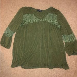 Boho Olive Green Flowy Top
